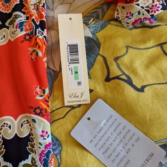 ELIZA J boat neck Paisley tunic dress sz 8 nwt - Picture 6 of 6